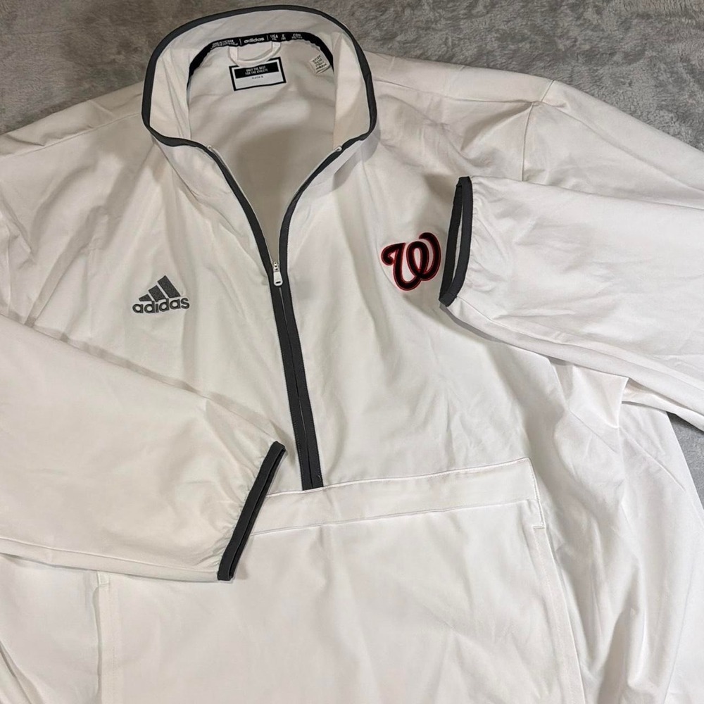 Player-Issued Adidas Washington Nationals Pullover Jacket | White | 2XL